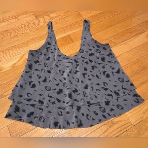 BABATON 100% Silk Leopard Print Tiered Hem Scoop Neck Camisole - XS